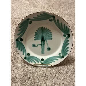 Casa Nuno Green and White Palm Dinner Plate by Abigails Portugal